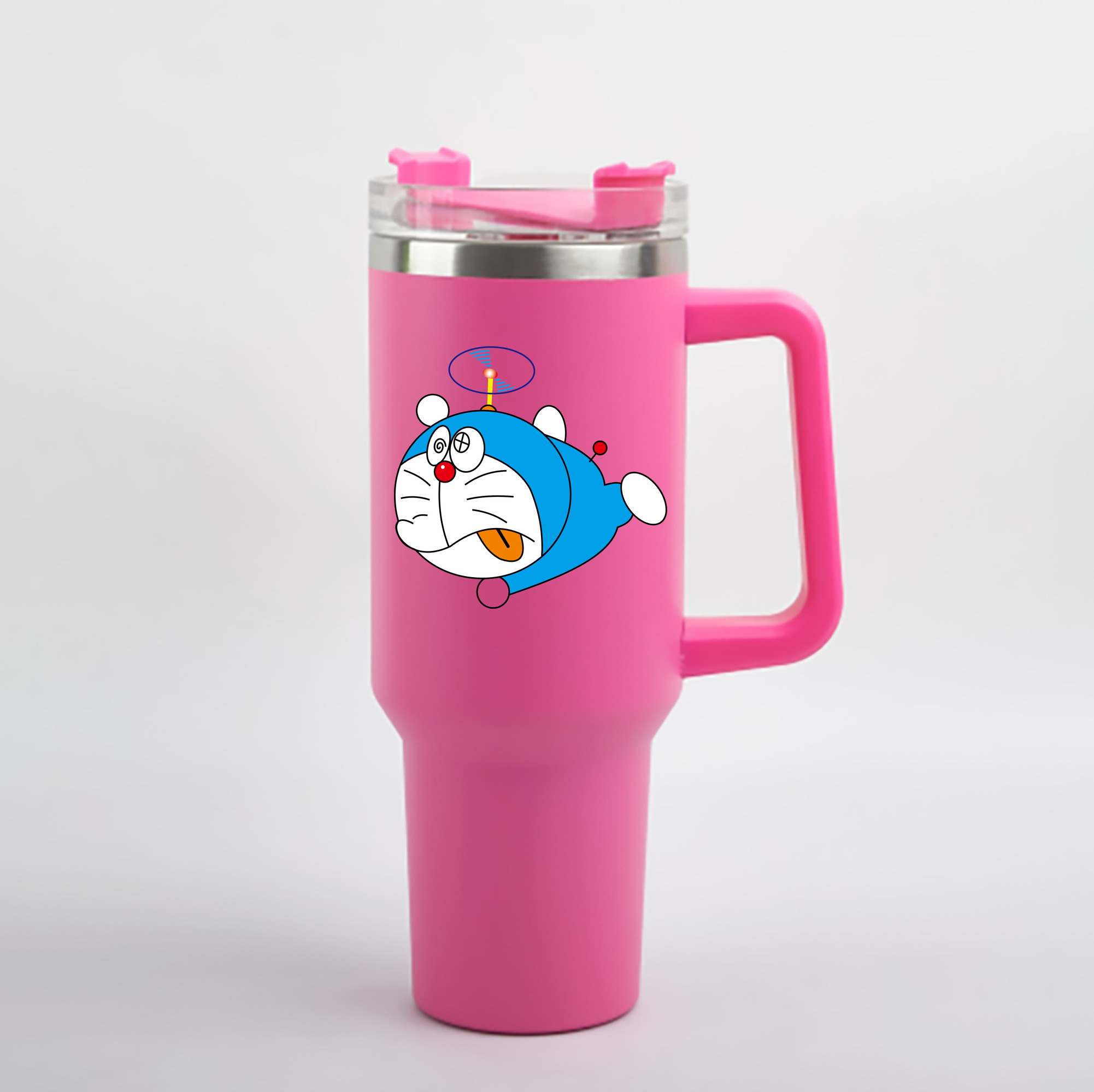 （画像用） ドラえもん Doraemon 1200mL車用タンブラー - クリスタルステッカー（プラスチックストロー付き）